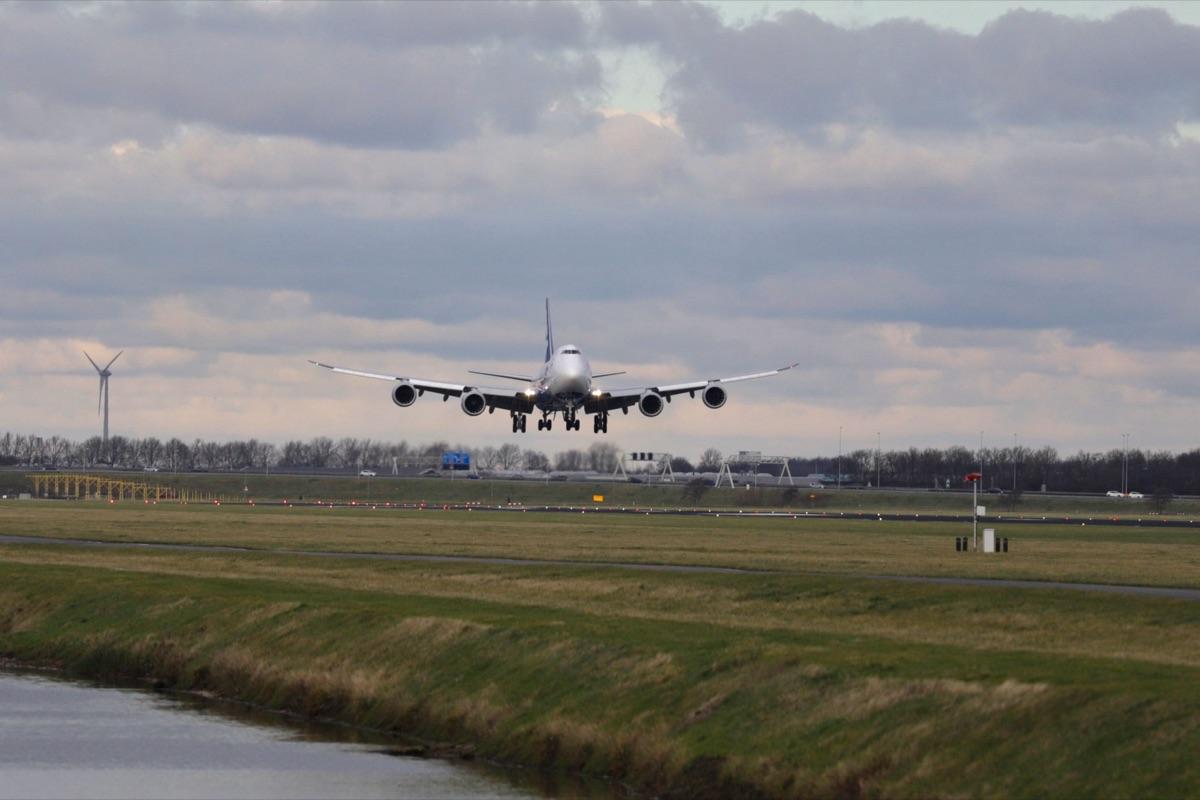 Wide-body cargo aircraft on final approach — UK imports
